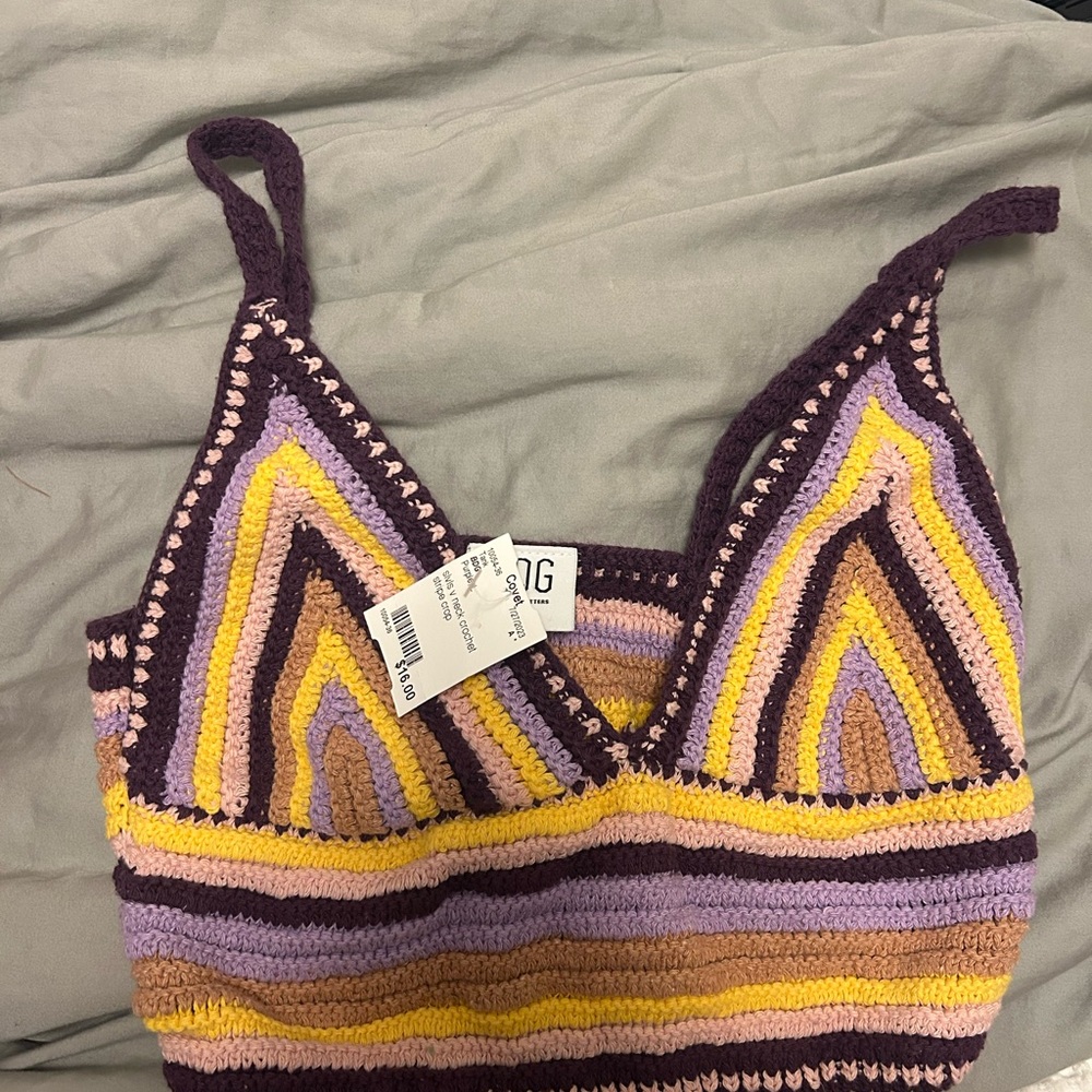 BDG Striped Crochet Tank Top
